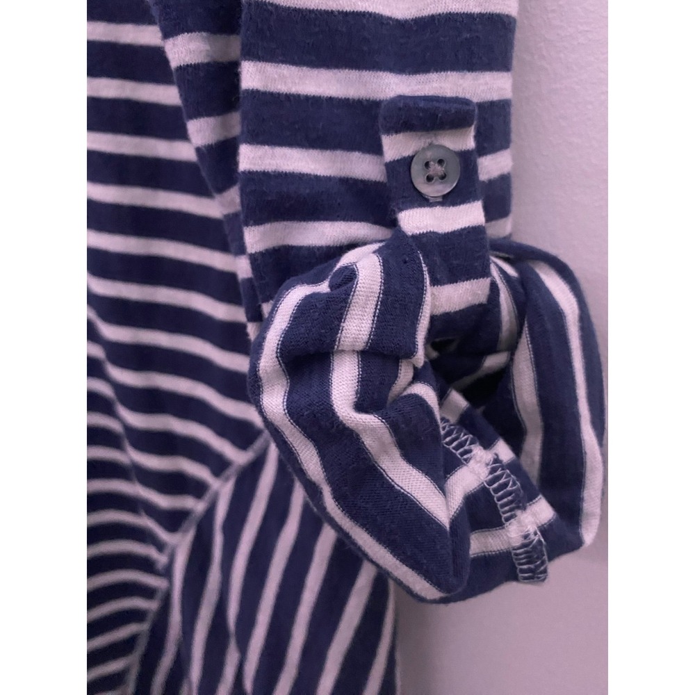 Garnet Hill Navy and White Stripe Cardigan. Women's size M - Picture 9 of 12